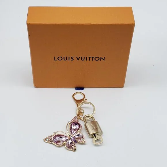 Authentic Louis Vuitton Gold Lock & Box w/ Unbranded Butterfly Bagcharm - Picture 8 of 8